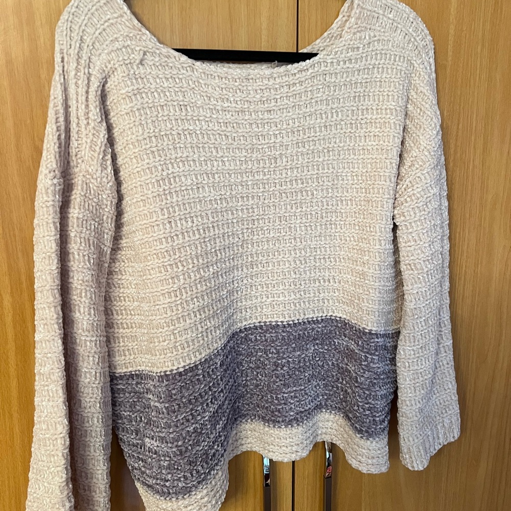Cream Sweater with Grey Stripe only worn a few times